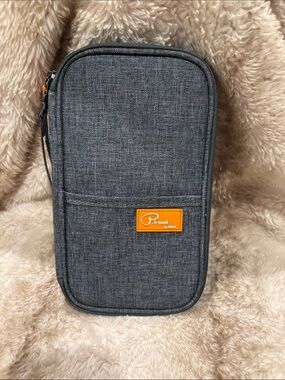 P. travel Denim Blue Passport Organizer with Orange Accent